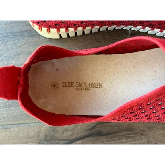 Ilse Jacobsen Norway Tulip Red Women’s 9.5 / 40 Leather Loafers Slip-On Flats - Picture 5 of 10